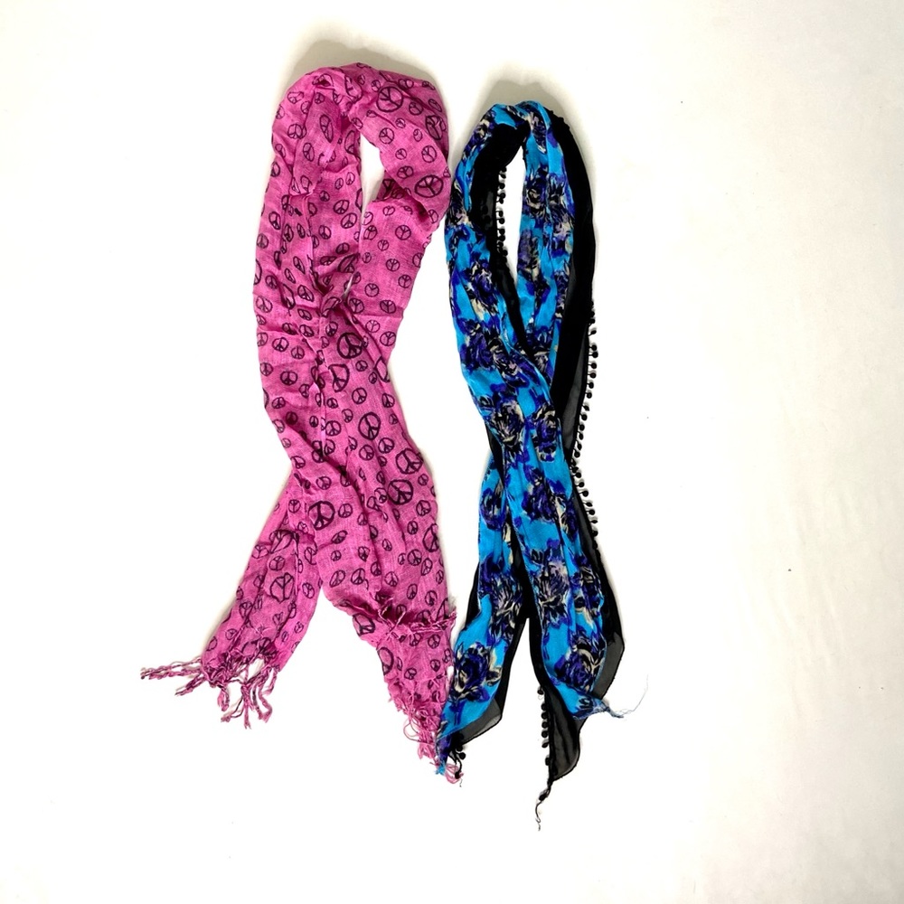 Fashion Scarf Bundle Peace Sign & Floral Scarfs